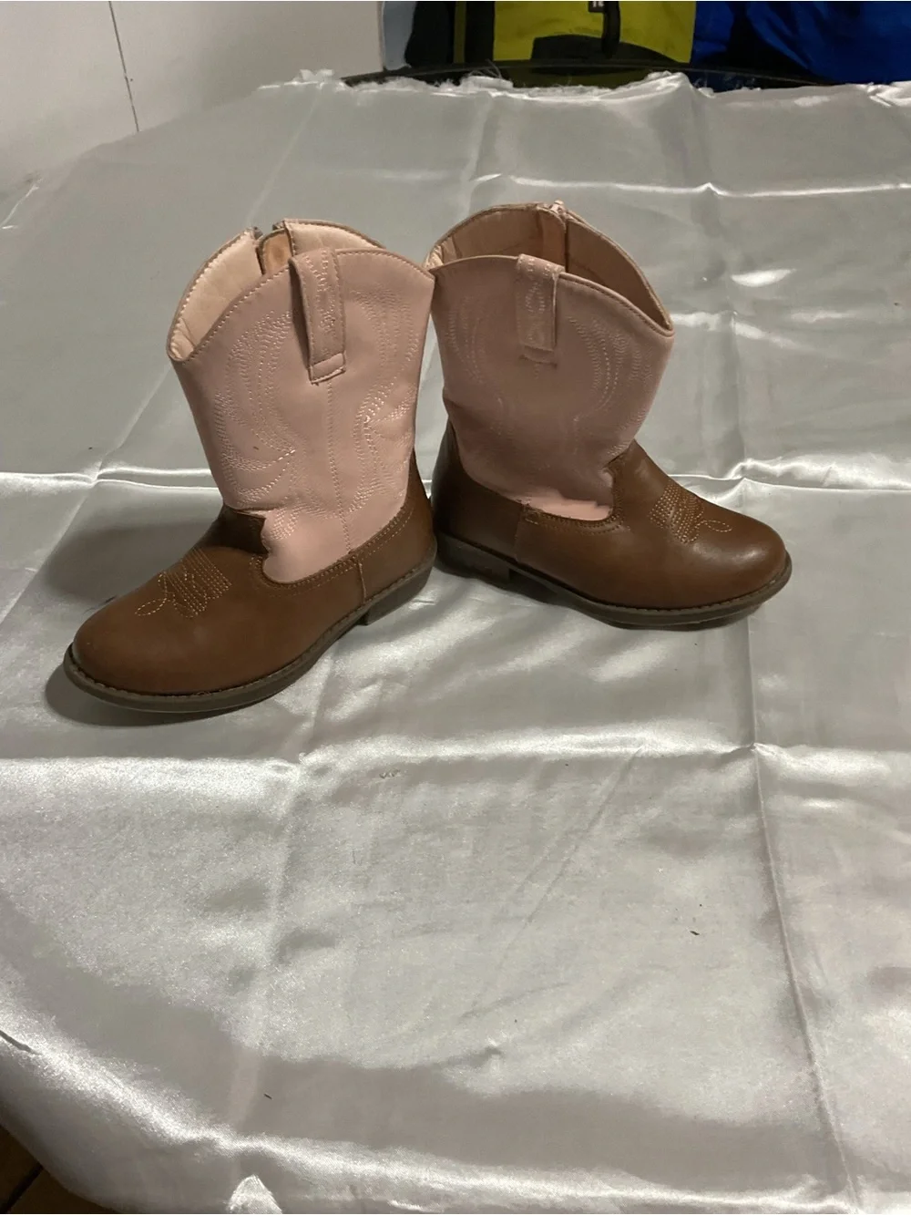 Kids Two-Tone Brown and Pink Western Boots